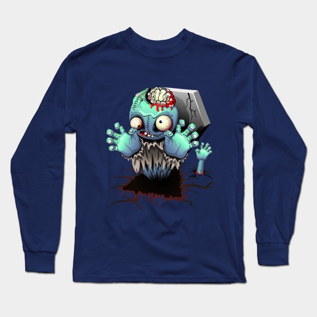 Zombie Monster Cartoon Long Sleeve T-Shirt by BluedarkArt